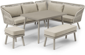 Alif Garden Corner Dining Set, Natural White & Eucalyptus