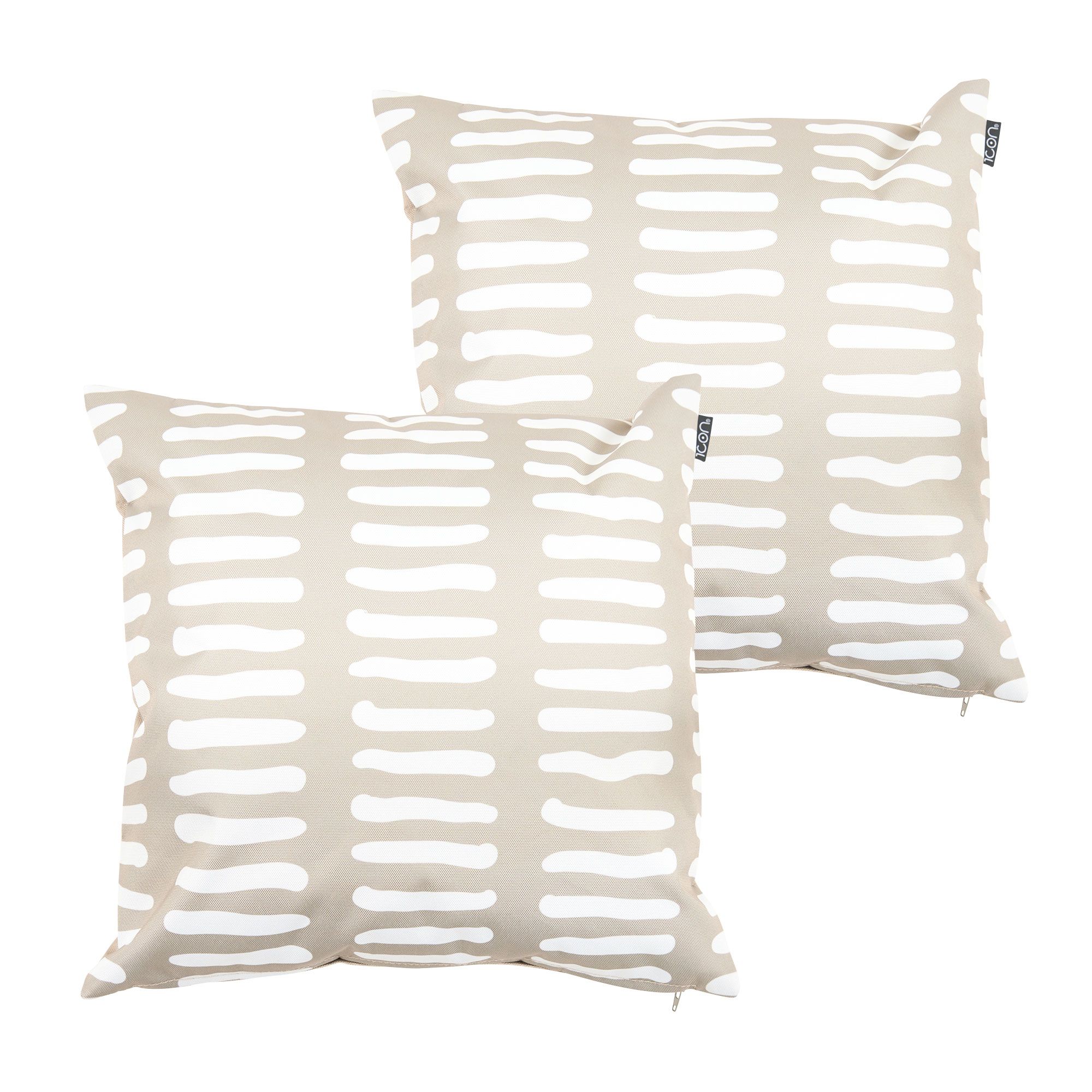 icon Mark Making Scatter Cushion Khaki 43x43cm Set of 2 in Stone