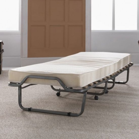 Luxor Folding Metal Single Bed With Mattress In Anthracite