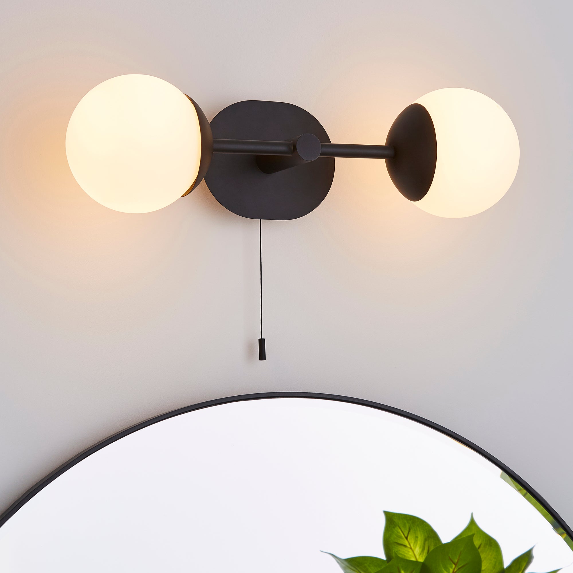 Tela Bathroom 2 Light Wall Light Black Black