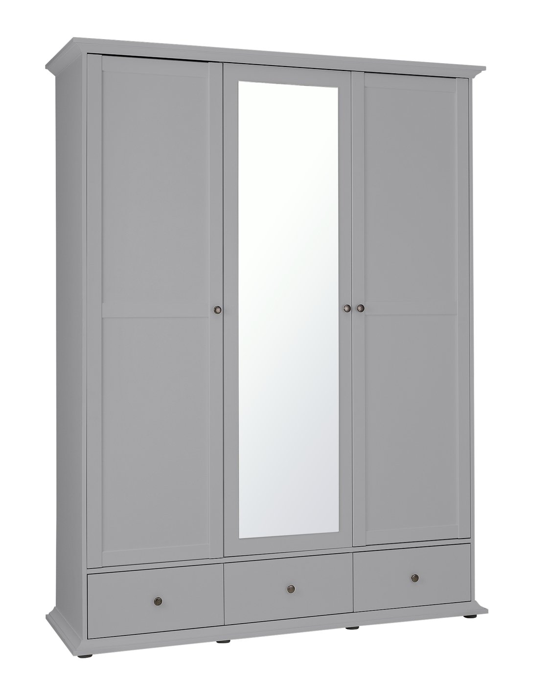 Habitat Heathland 3 Door 3 Drawer Mirror Wardrobe - Grey