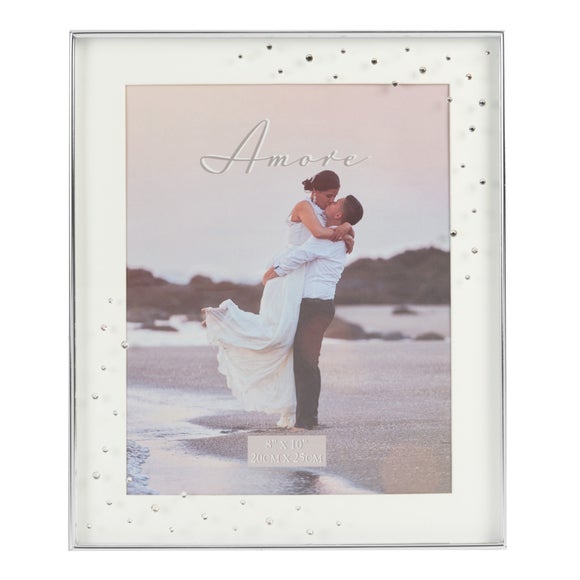 Amore Silver Plated Crystal Box Photo Frame