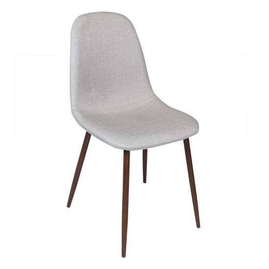 Kyle Fabric Dining Chair In Grey With Wooden Legs