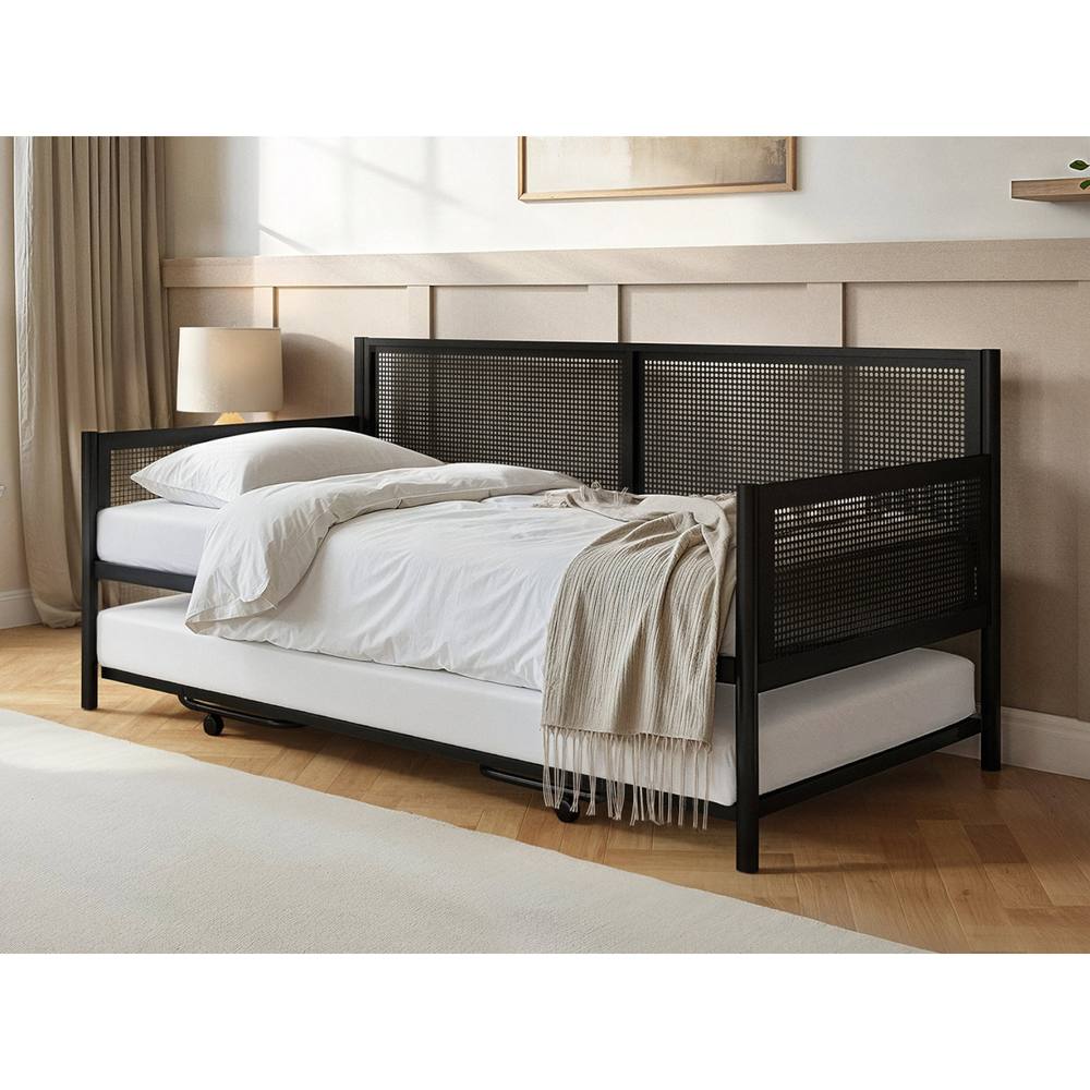 Flair Clay Metal Daybed with Trundle in Black