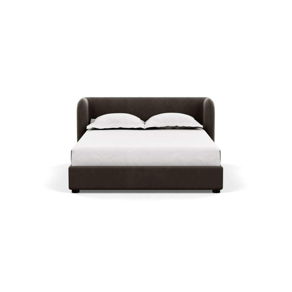 Heal's Group Bed Double Velvet Charcoal