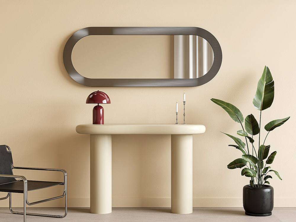 Vente-unique Oval Aluminium Wall Mirror - W. 60 X H. 160 Cm - Brushed Gunmetal in Silver