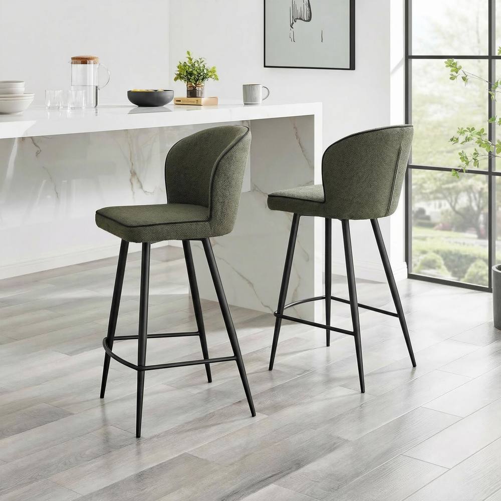 FurnitureboxUK 2x Catriona Grey Fabric Bar Chairs