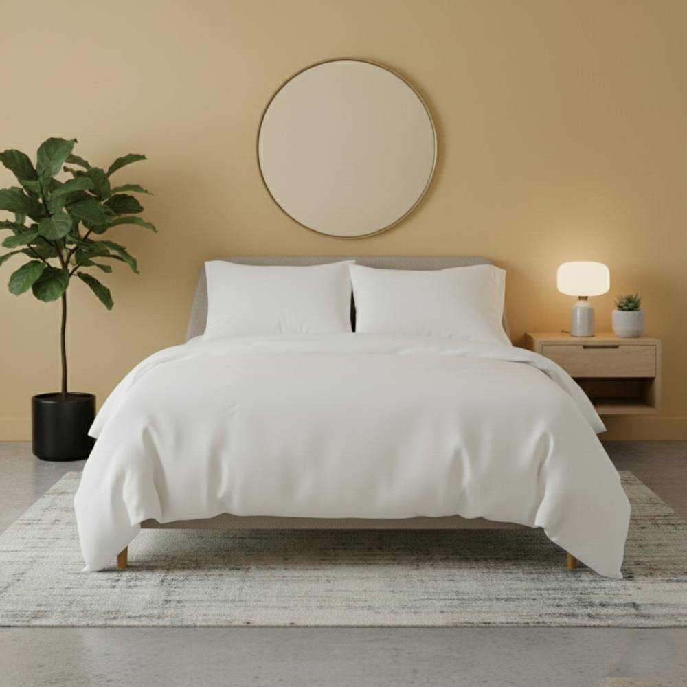 Snug City Flannelette Cotton Duvet Cover Set Soft Brushed Warm Bedding Set in White