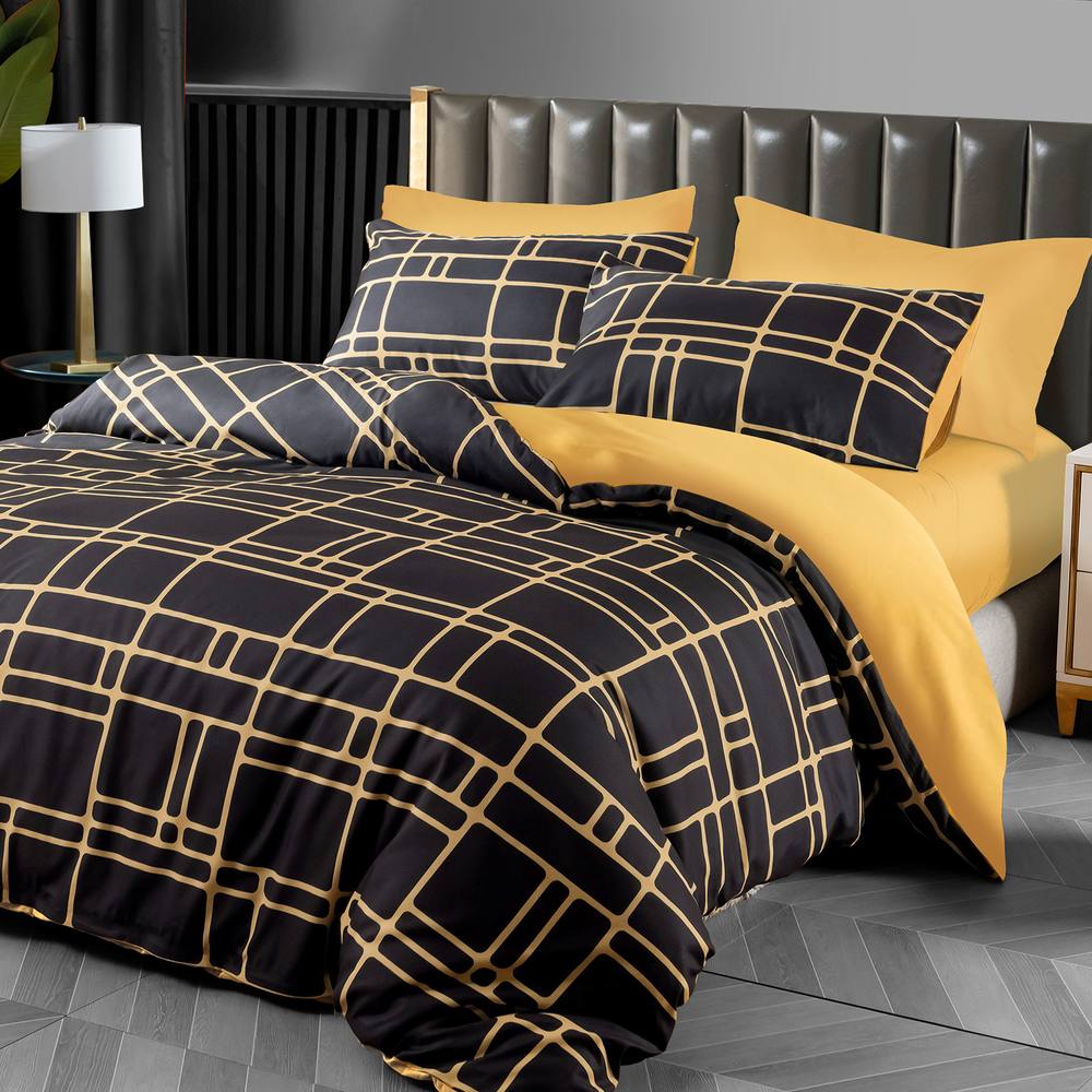 Grace Luxury Hypoallergenic King Size Duvet Cover with Matching Pillowcases in Gold