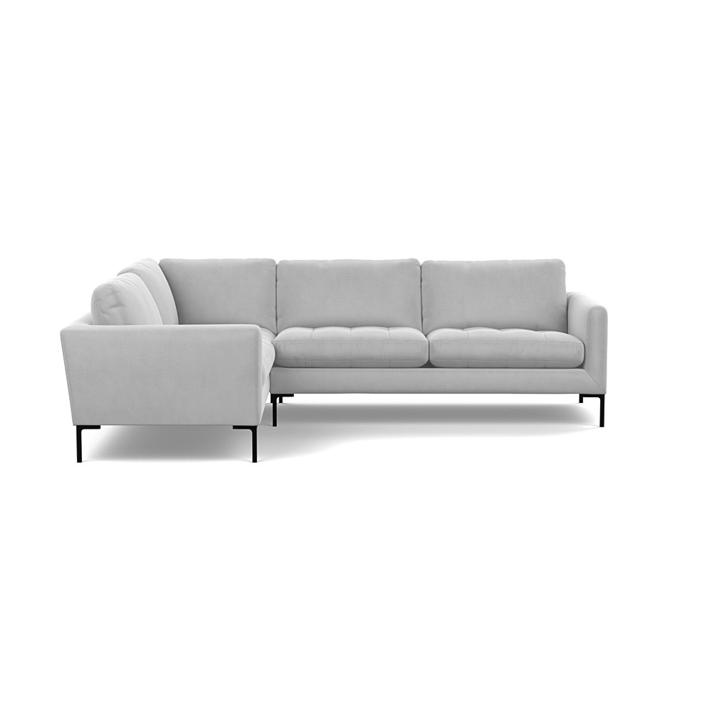 Heal's Eton Left Hand Facing Corner Sofa Velvet Platinum Black Feet