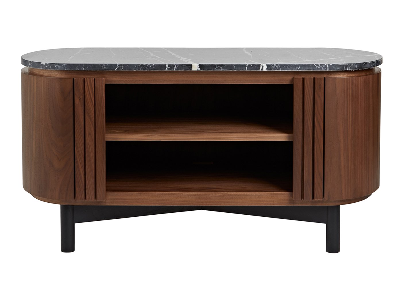 Heal's Remi AV Unit Walnut and Black Marble Small