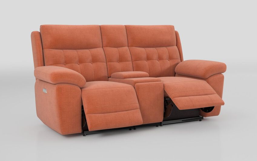 Orange Fabric Belford 2 Seater Power Sofa with Console