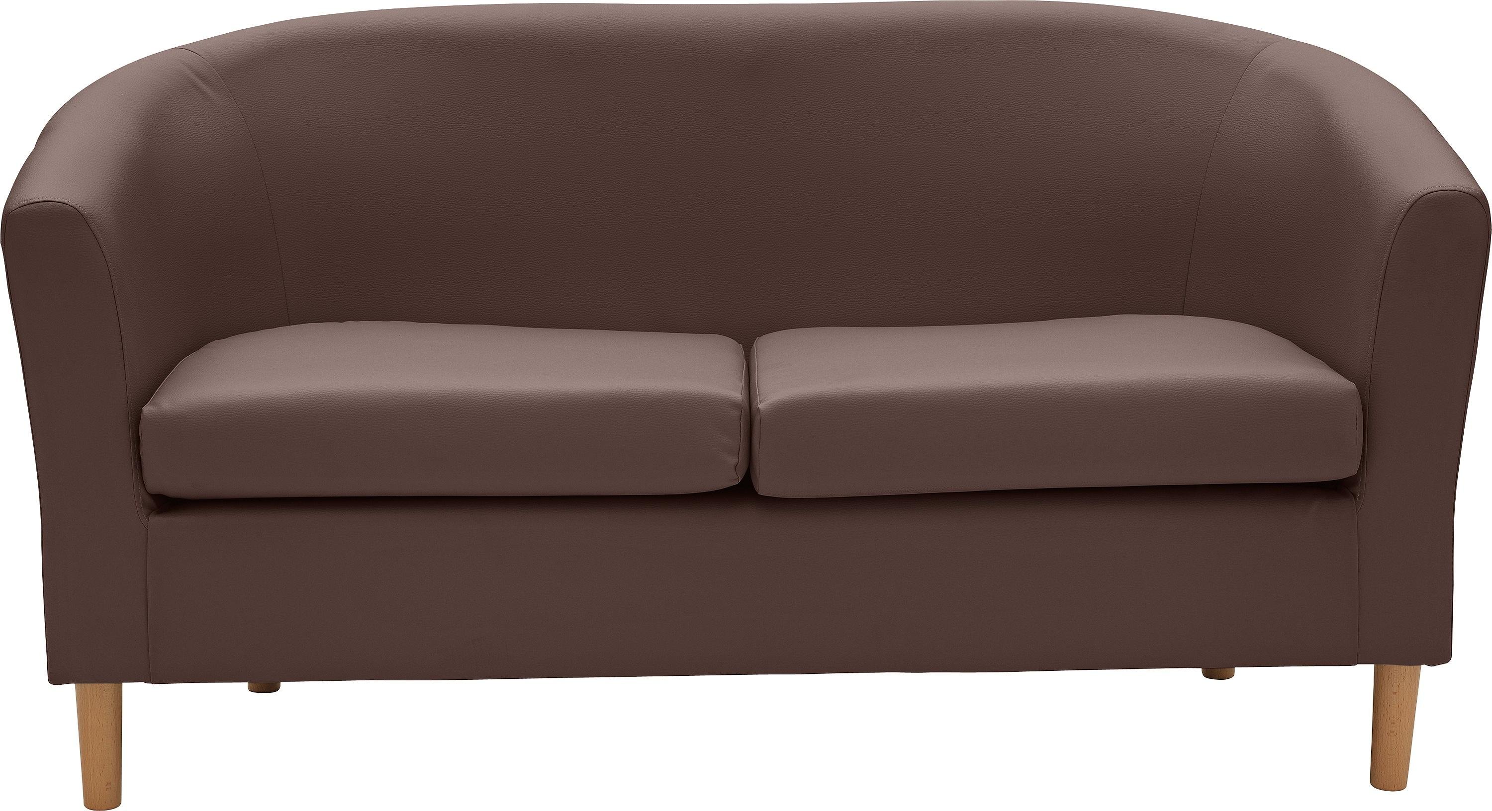 Argos Home 2 Seater Faux Leather Tub Sofa - Brown