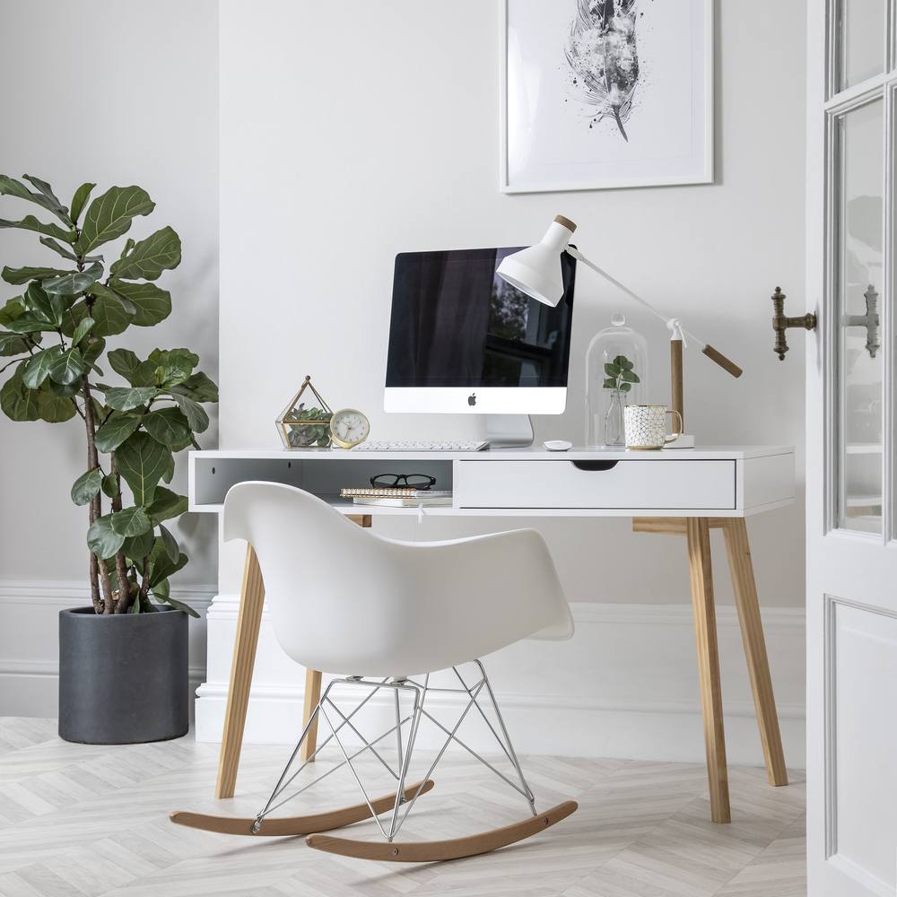 Nöa and Nani Ludvig Office Desk Computer Table in White and Natural Pine