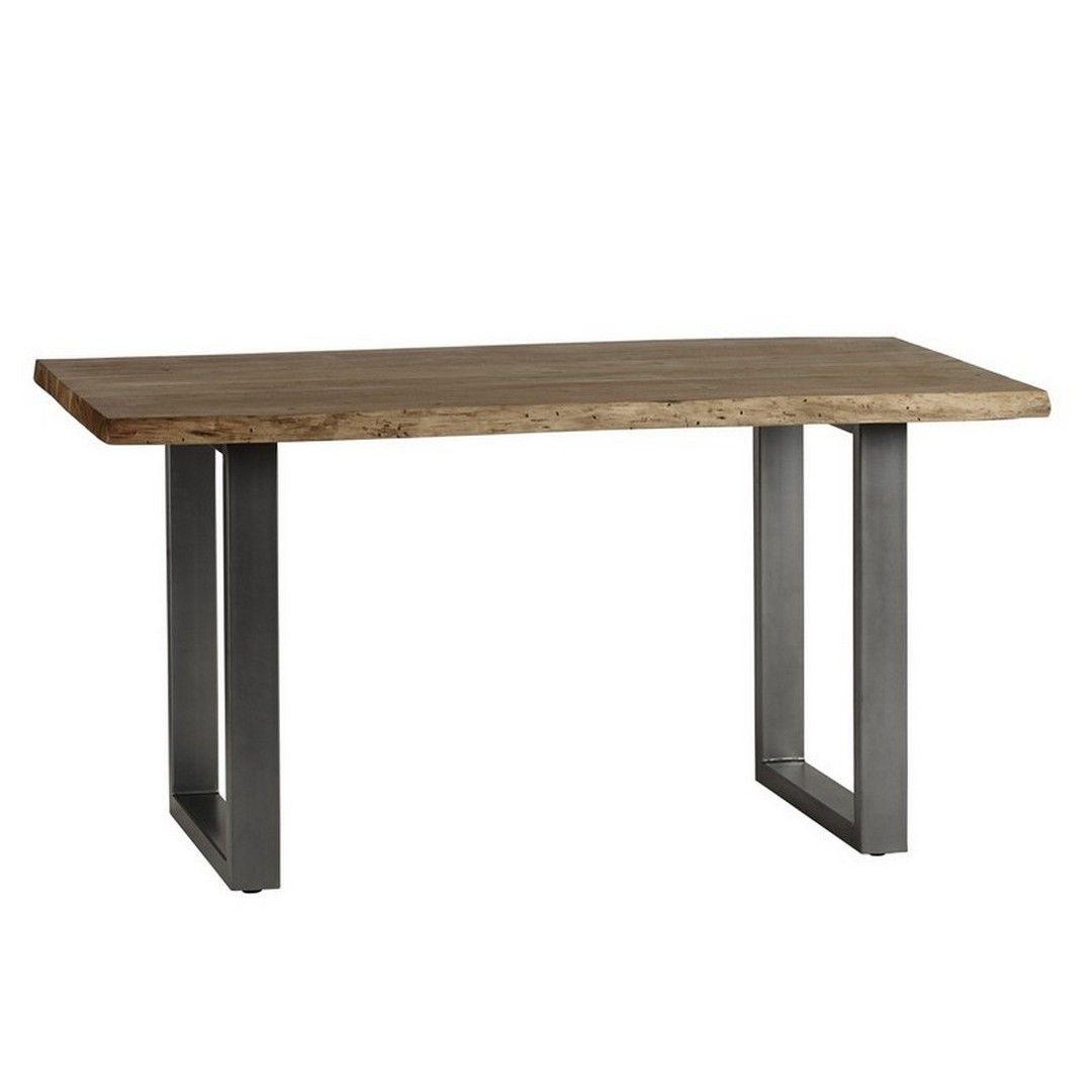 Indian Hub Baltic Live Edge Dining Table - Metal/Acacia Solid Wood - L85 x W150 x H76 cm in Brown