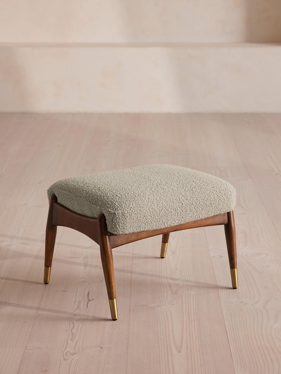 Theodore Footstool, Textured Wool Boucle, Pistachio