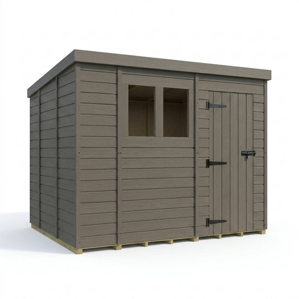 Buttercup Farm 10ft x 9ft Composite Pent Garden Shed Single Door With Windows - Grey