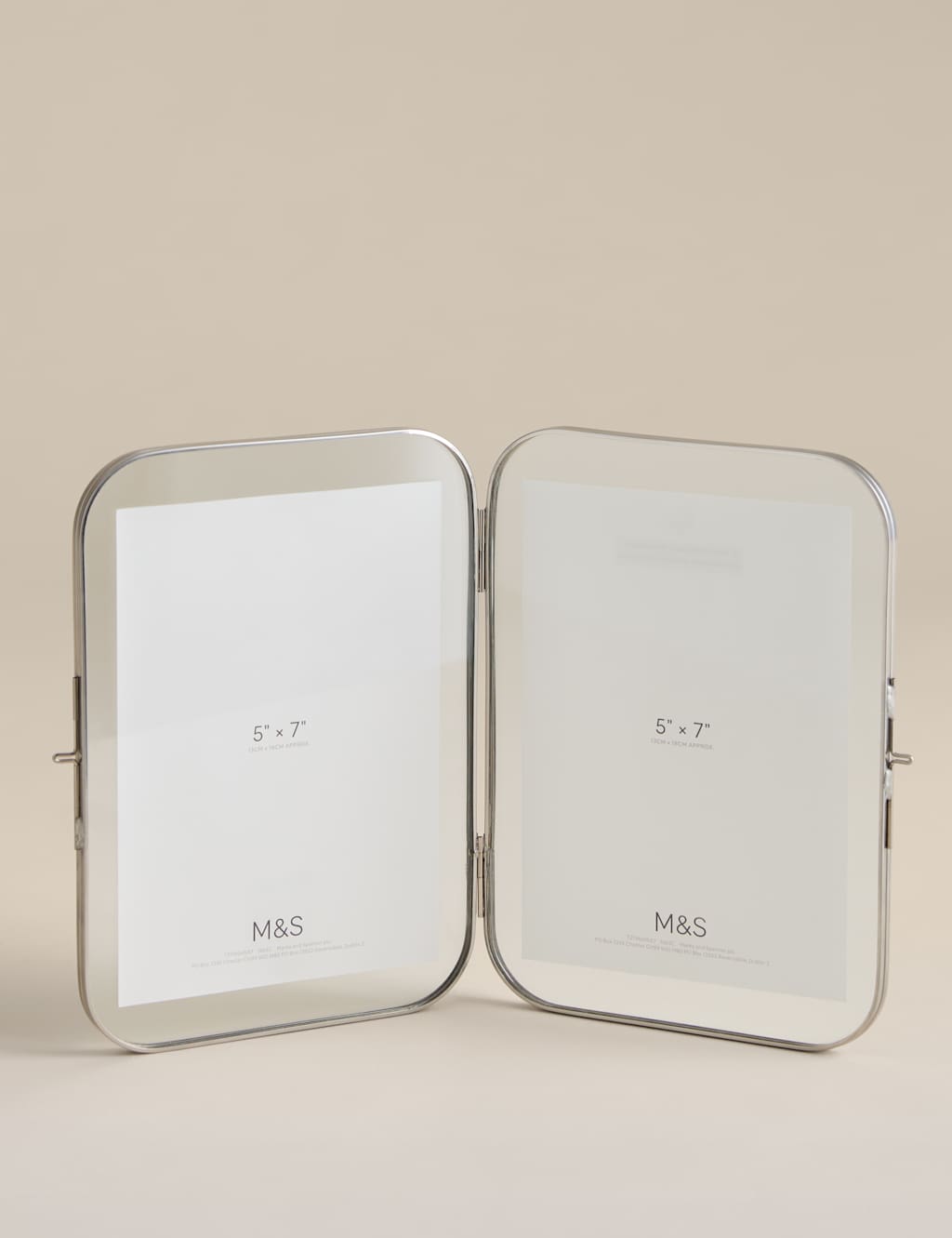 M&S Metal Rounded Double Photo Frame 5x7 inch Chrome