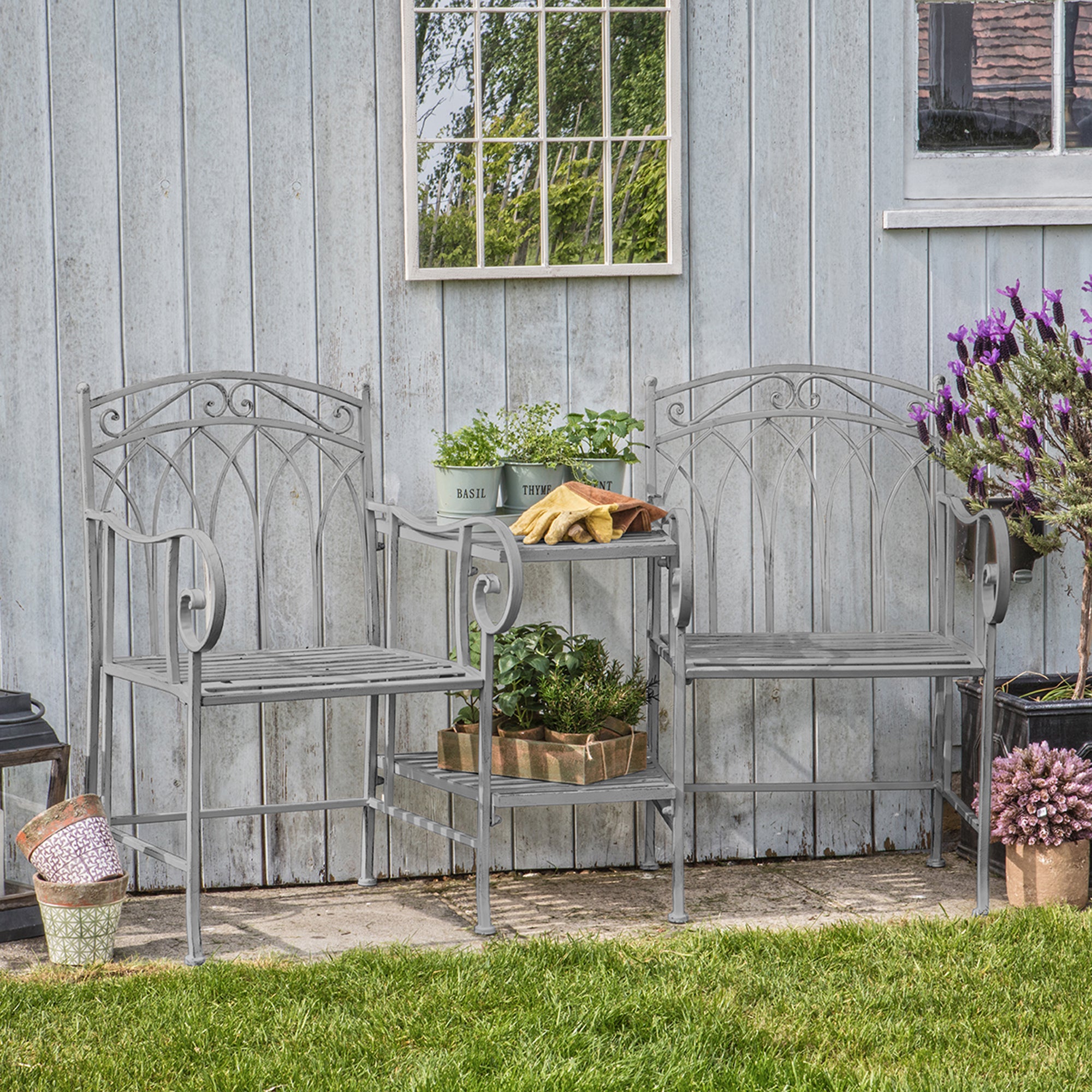 Lucia 2 Seater Love Seat Set Light Grey