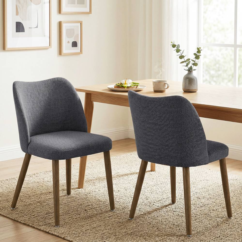 HOMCOM Dining Chairs Set of 2, Kitchen Chairs with Padded Seat, Curved Back in Dark Grey