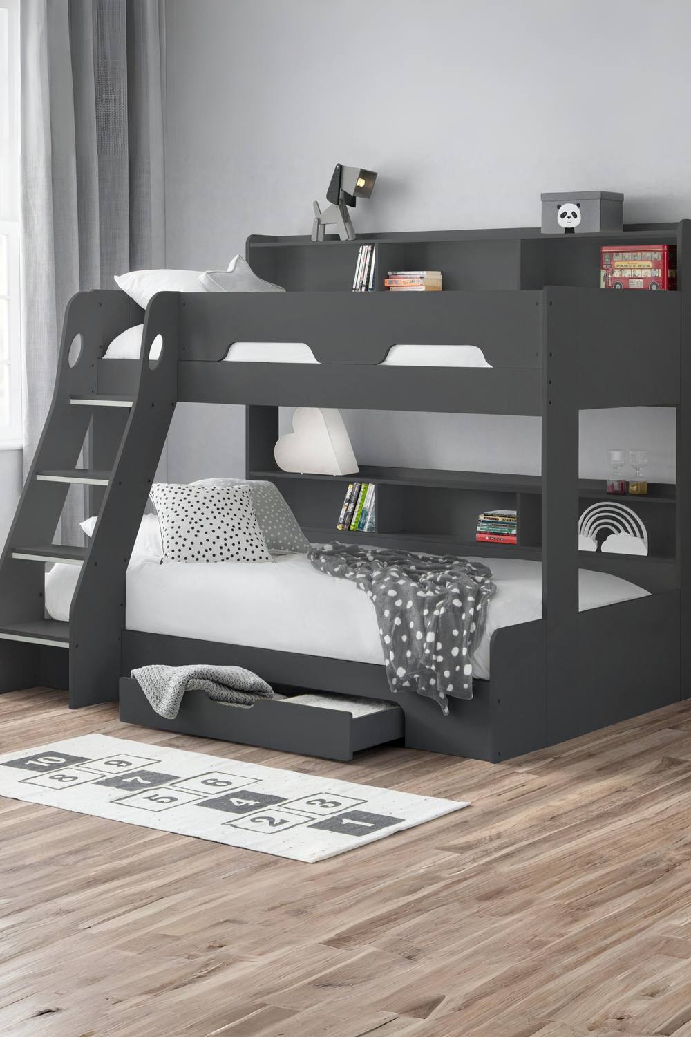 Julian Bowen Orion Triple Sleeper Bunk Bed in Dark Grey