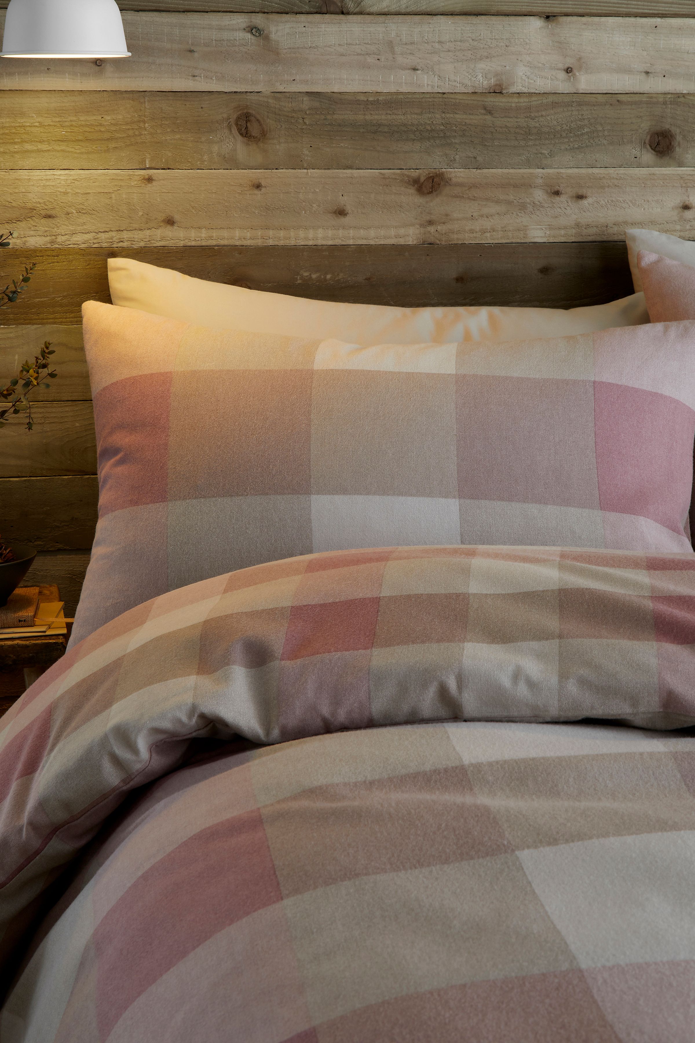 Appletree 'Ashford Check' Brushed 100% Cotton Duvet Cover Set in Natural 2