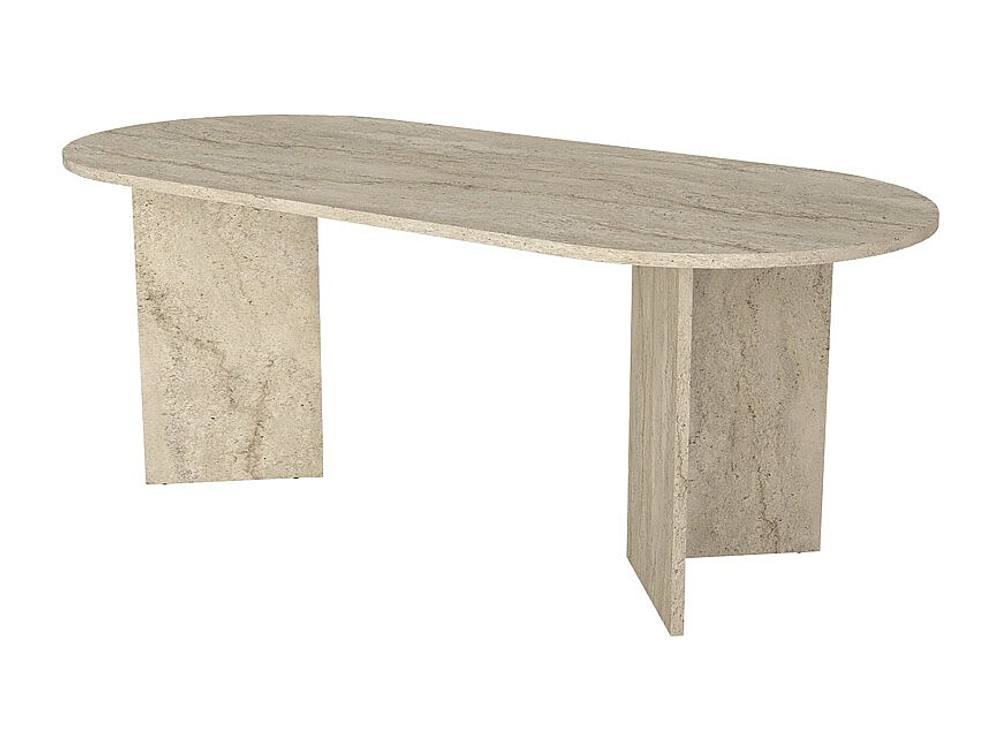 Vente-unique 8-Seater Dining Table - Beige Travertine Effect - TOPANIA