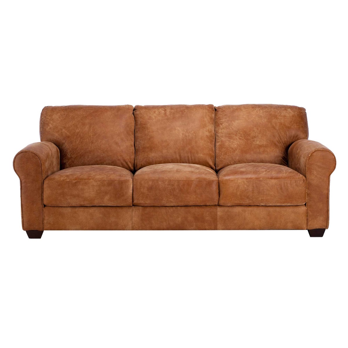 100% Leather 3 Seater Sofa - Light Brown - W221 x D101 x H84cm - New Houston by Barker & Stonehouse