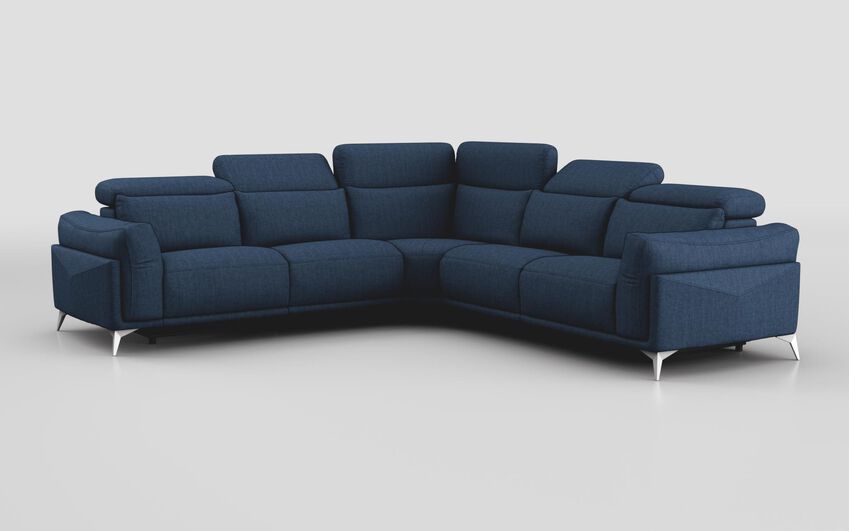 Blue Fabric Gattolino 2 Corner 2 Static Sofa with Manual Head Tilt