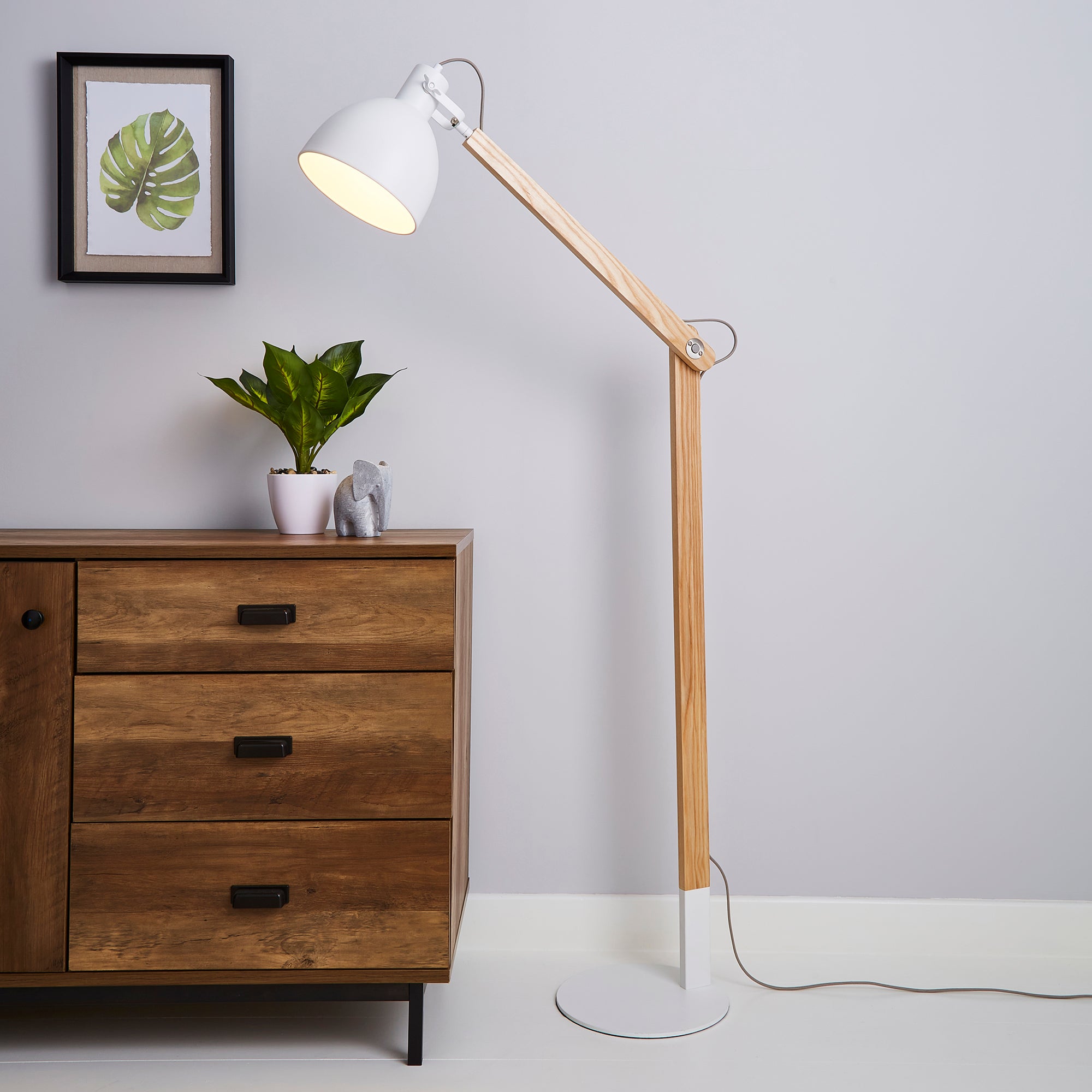 Cleo Adjustable Floor Lamp White