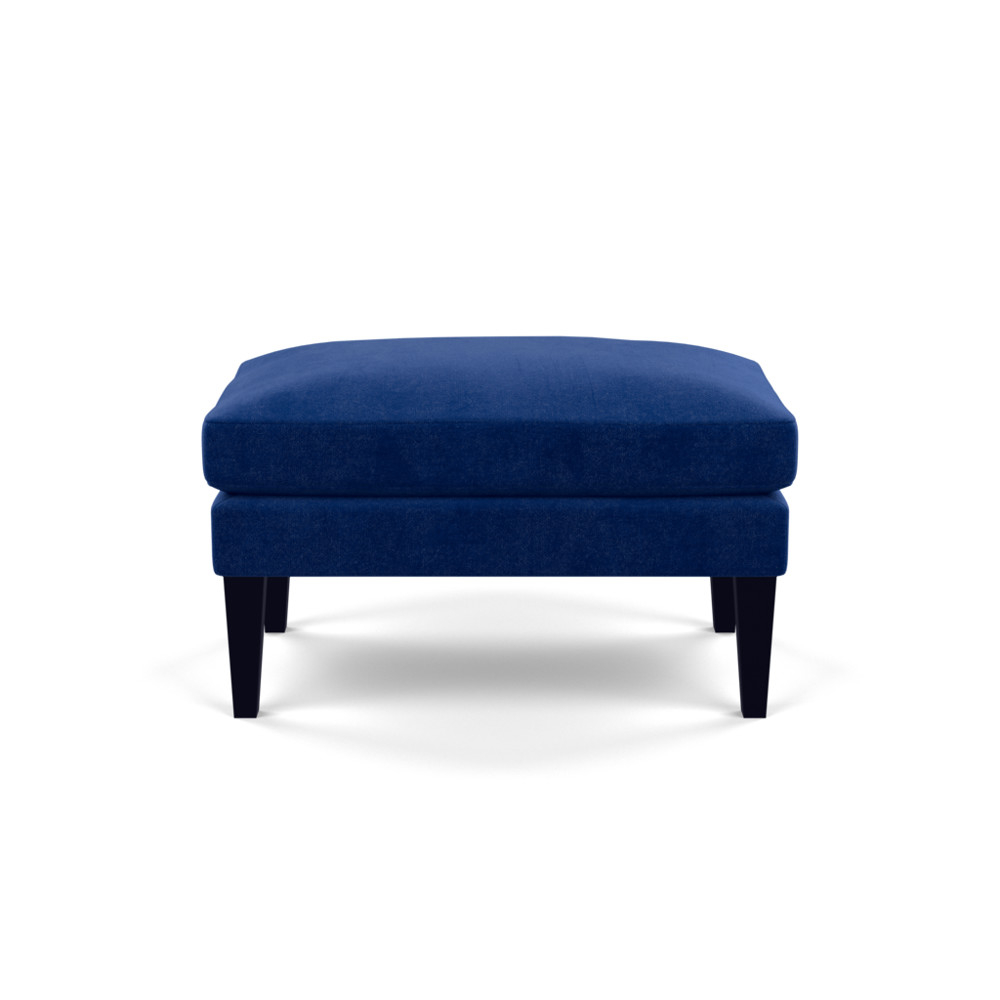 Heal's Wallis Ottoman Smart Luxe Velvet Azure Black Feet