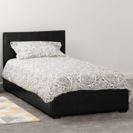 Waverley Faux Leather Storage Single Bed In Black