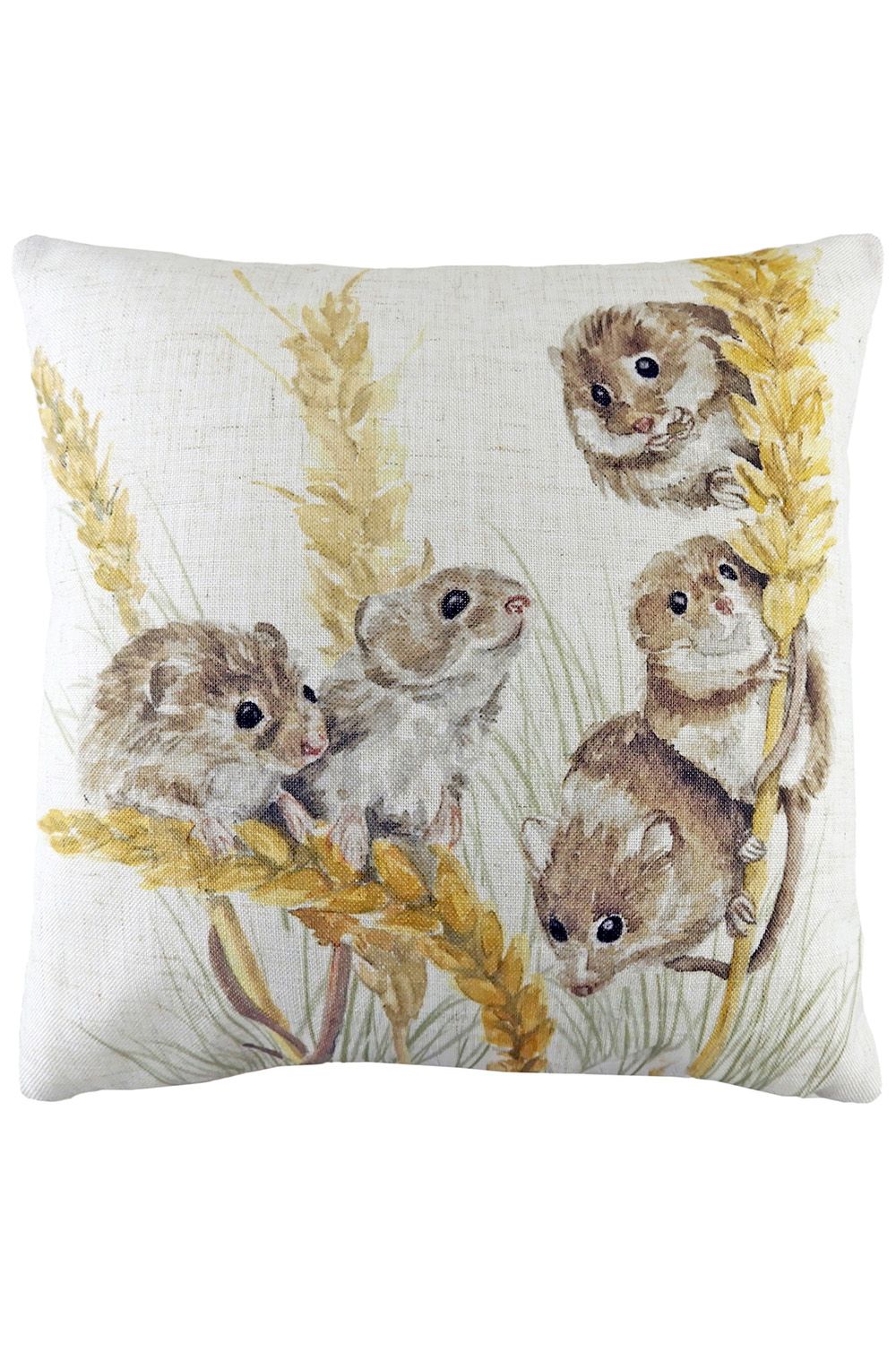 Evans Lichfield Woodland Field Mice Water Colour Hand-Painted Cushion