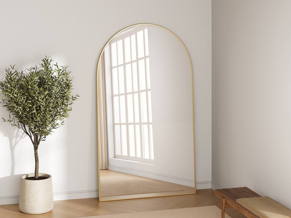 Vente-unique Large Arch Aluminium Mirror - W. 110 X H. 190 Cm - Gold - OLYVEN