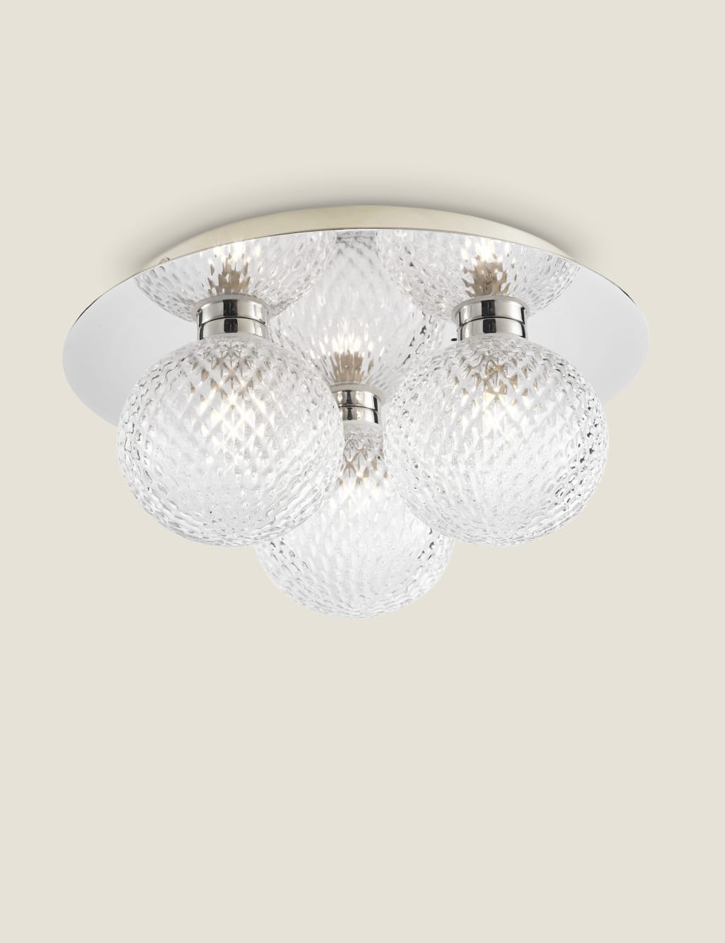 Laura Ashley Prague Faceted Glass Flush Ceiling Light Silver