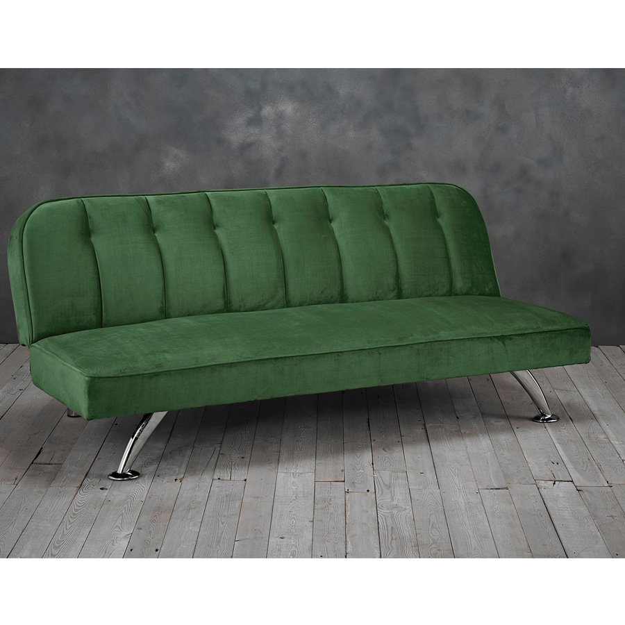 Brighton Velvet Upholstered Sofa Bed In Green