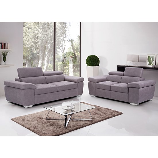 Amando Fabric 2 Seater And 3 Seater Sofa Suite In Mushroom