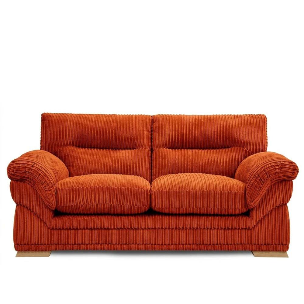 Bliss Furniture Amalfi 3 Seater Claude Sofa Modern Plush Fabric in Orange