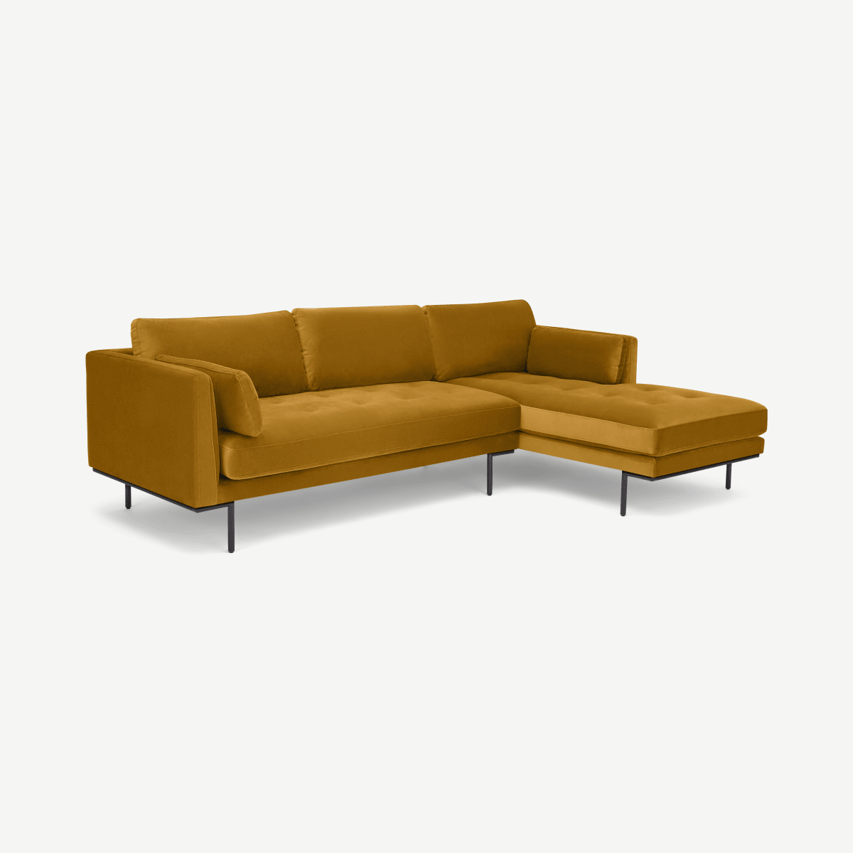 Harlow Right Hand Facing Chaise End Sofa, Vintage Mustard Velvet
