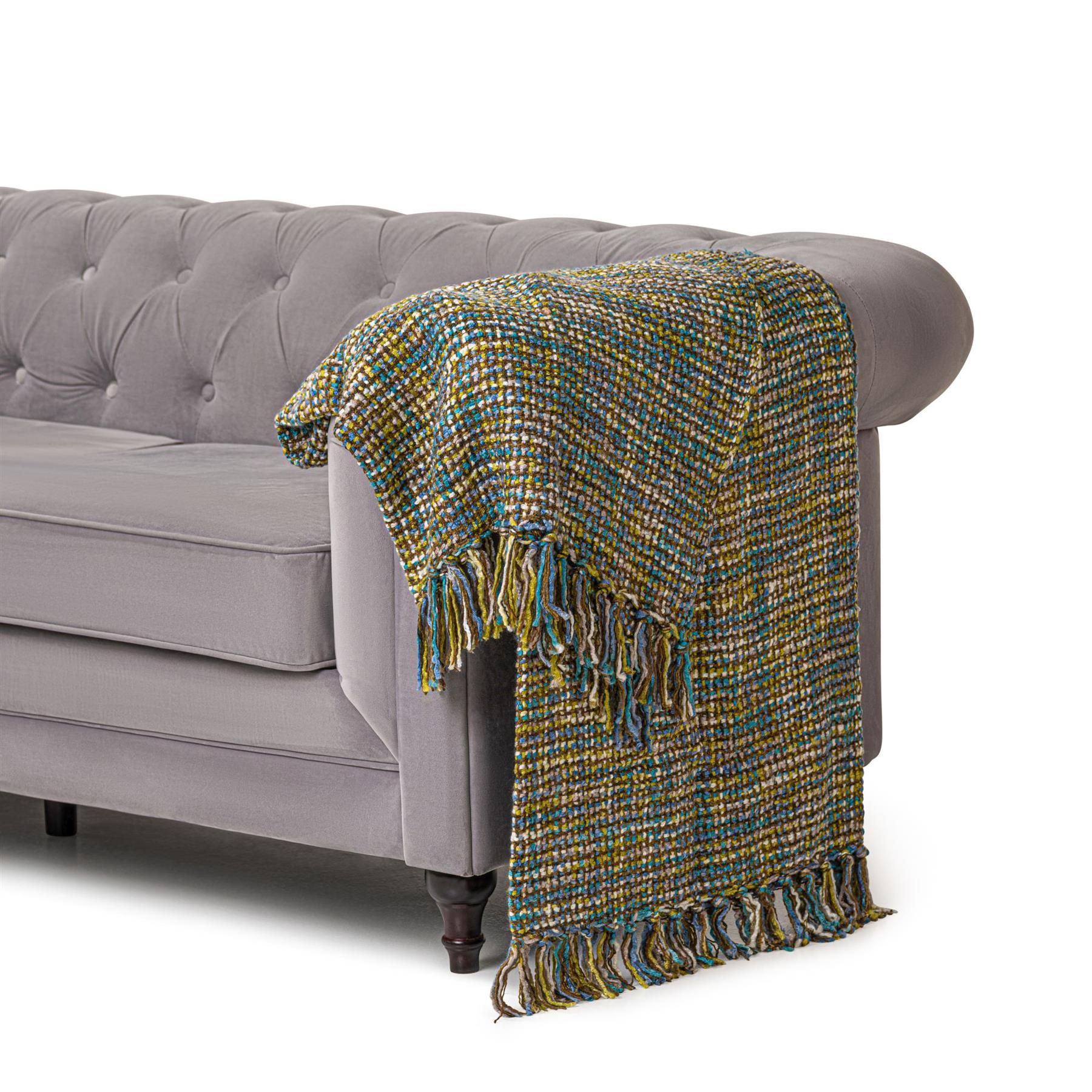 Luxury Living 100% Acrylic Throw - 180cm x 115cm - Blue/Green