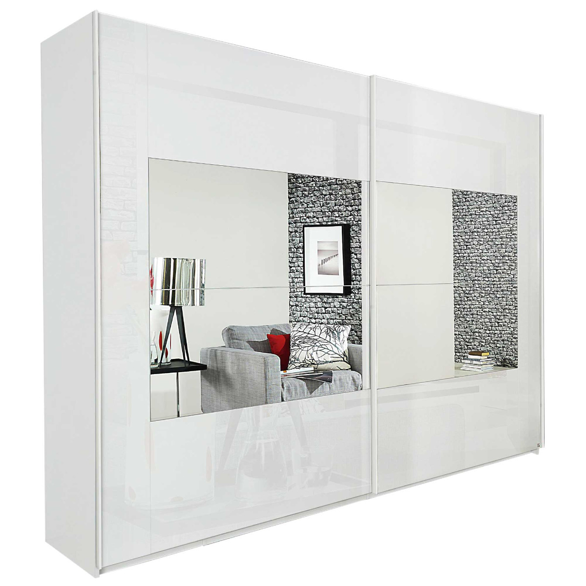 Atlanta 2 Door Gliding Wardrobe With Central Mirror