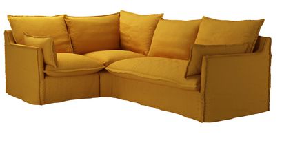 Isaac Asym: LHF Single w RHF 2 Seat Sofabed in Mango Brushed Linen Cotton - sofa.com