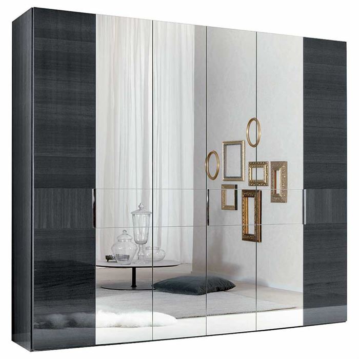 Borgia 6 Door Wardrobe, Grey High Gloss