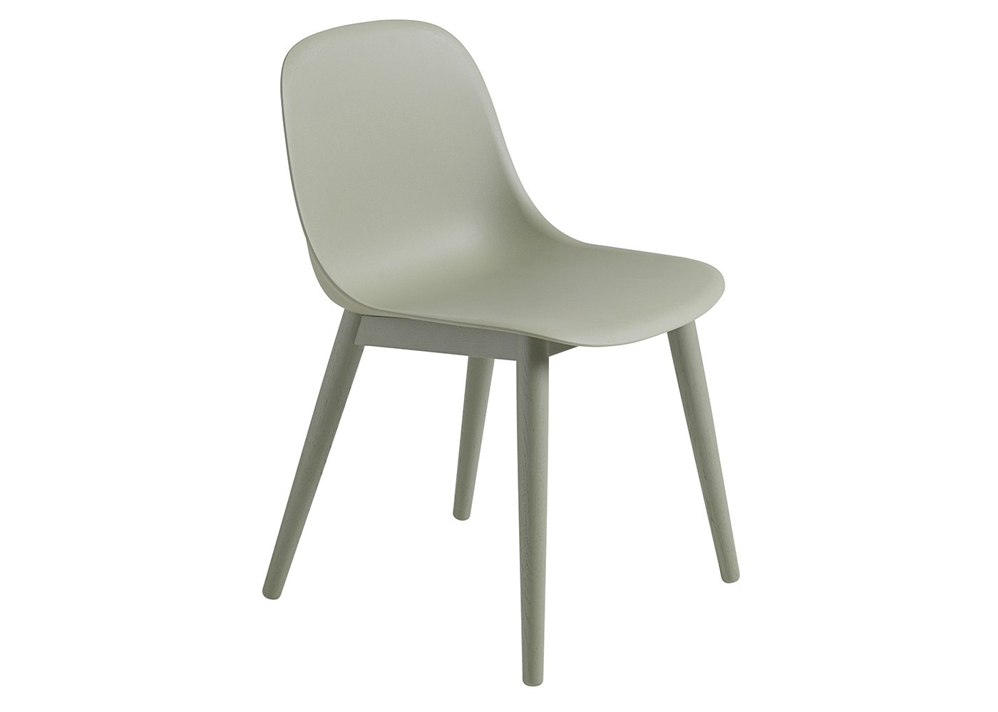 Muuto Fiber Side Chair Wood Base Normal Shell Dusty Green