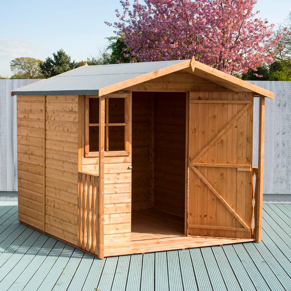Shires Casita + Verandah Tongue & Groove Garden Shed Workshop Approx 7x9 ft in Brown 2