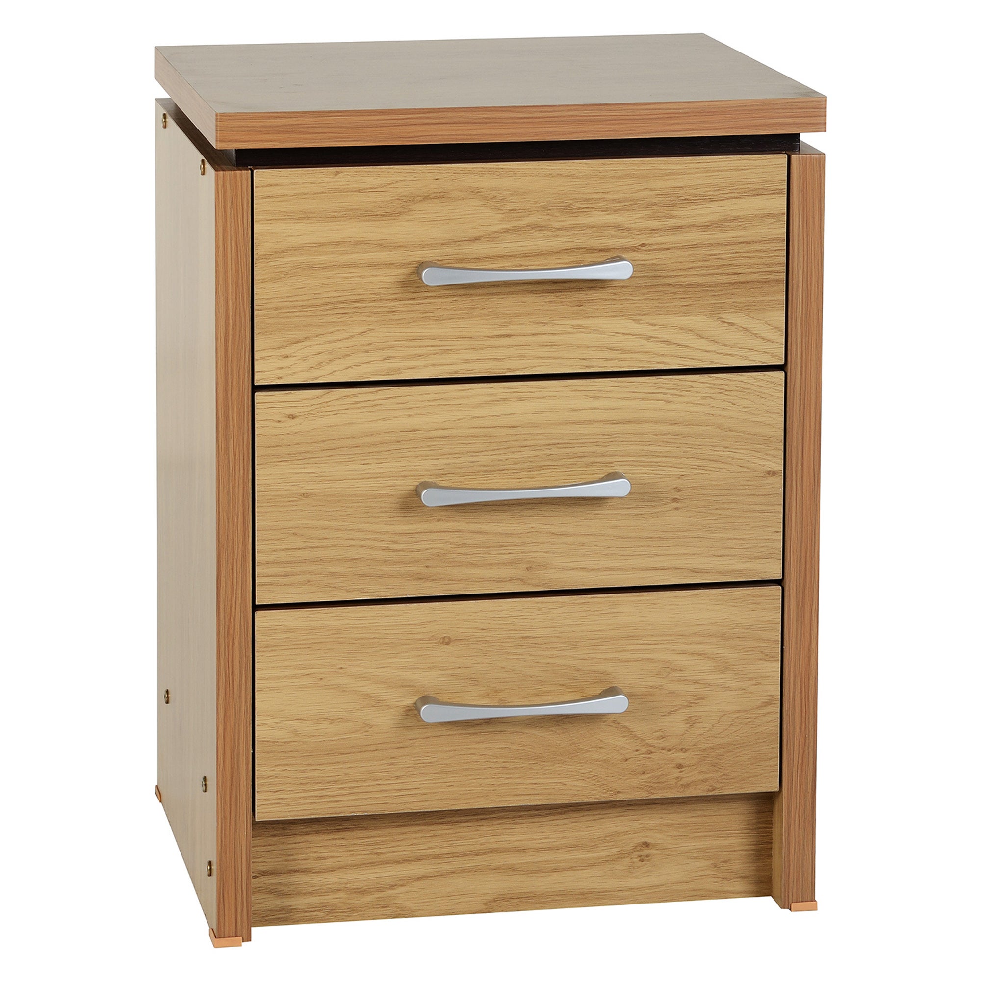 Charles 3 Drawer Oak Bedside Table Brown