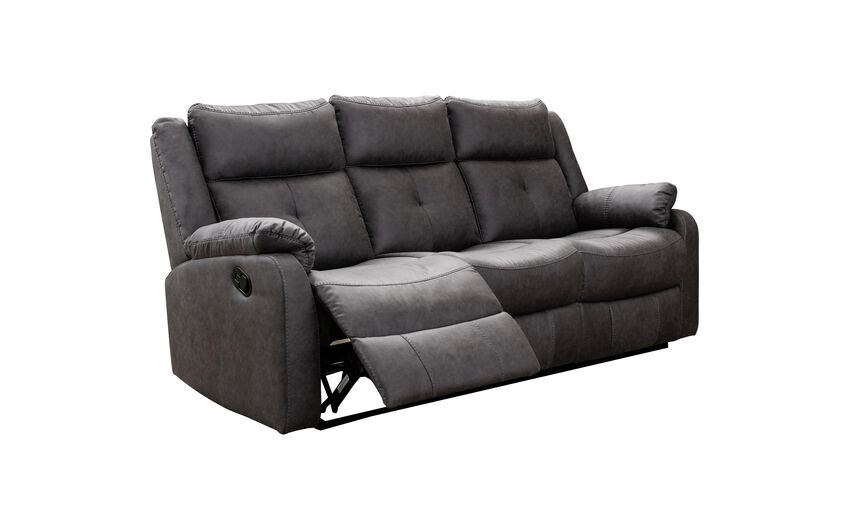 ScS Living Grey Janus Fabric 3 Seater Manual Recliner Sofa