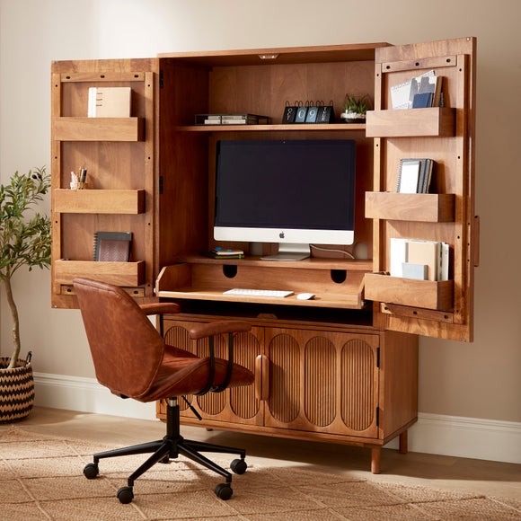 Khari Hideaway Cabinet Desk, Mango Wood