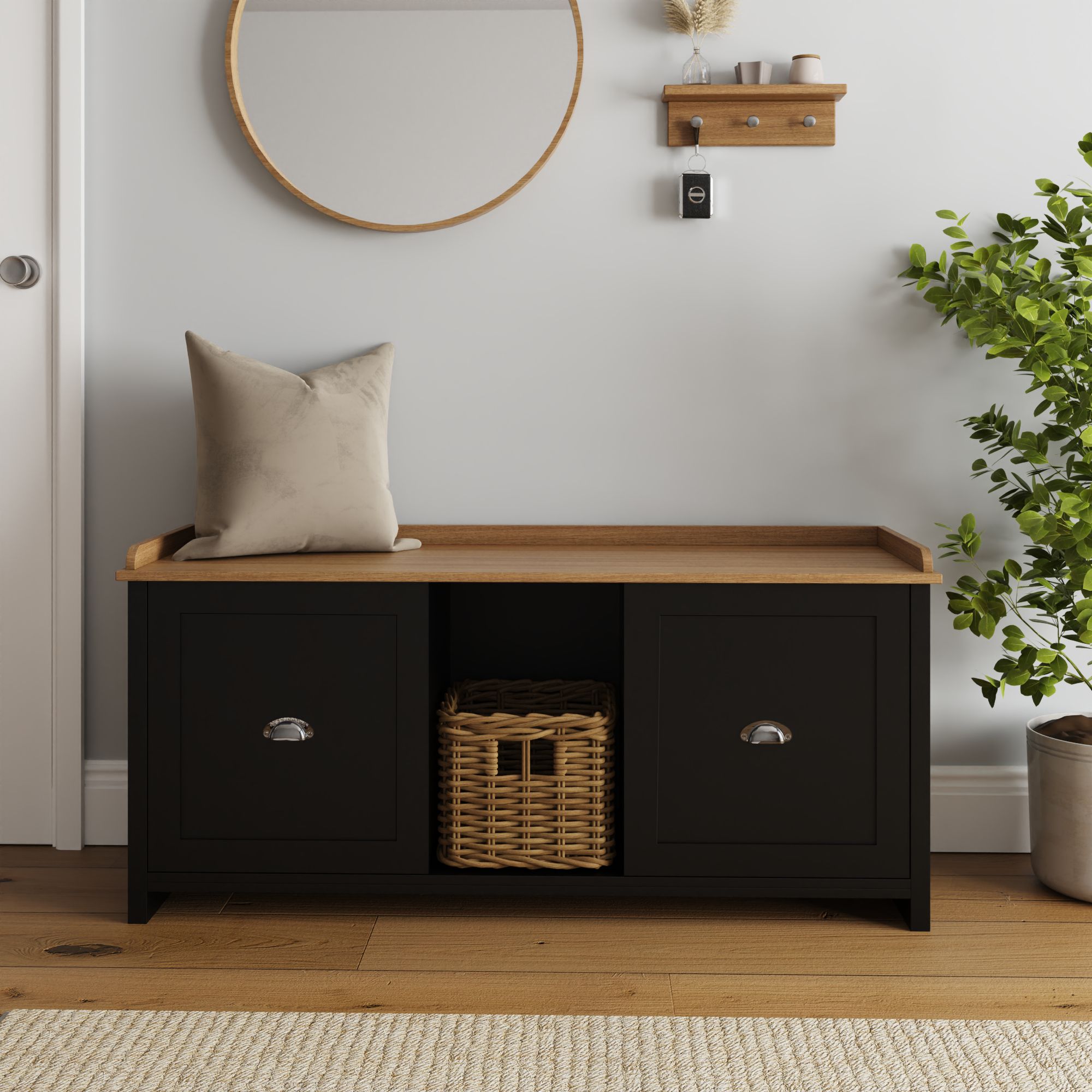 GFW Lancaster 2 Door Shoe Bench in Black