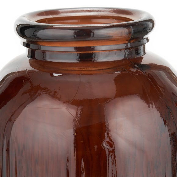 Tall Ribbed Recycled Glass Vase 6